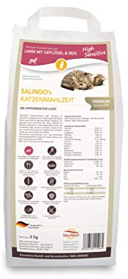SALiNGO Premium Katzenfutter trocken Sensitive Lamm, Geflügel & Reis für Erwachsene, Sensible Katzen, ohne Zucker und Weizen