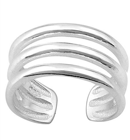 Zehenring aus 925 Sterling Silber als Fußschmuck oder Fingerring für Damen, Herren und Kinder, offener Midi Ring, verstellbar, Modell 14