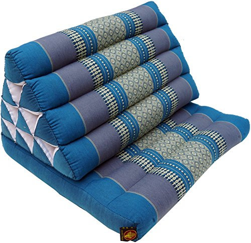 GURU SHOP Thaikissen, Dreieckskissen, Kapok, Tagesbett mit 1 Auflage - Türkis/grau, 30x50x75 cm