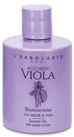 LErbolario Shower Gel, Accordo Viola, 300 ml - With Extracts of Violet - Floral Powdery Scent - Moisturizing and Nourishing Body Wash - Cruelty-Free
