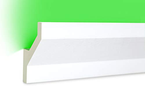 HEXIM LED Stuckleisten aus PU - Indirekte Beleuchtung mit modernen Deckenleisten, lichtundurchlässig, leicht und schlagzäh - (20 Meter Sparpaket LED-10 75x45mm) Zierprofil, Stuck, Deckenbeleuchtung