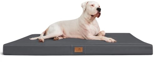 tierlando® Orthopädische Hundematratze Oscar Easy CLEAN aus Kunstleder mit Visco-Schaumfüllung, druckentlastende Hundematte mit Rutschfester Unterseite Größe: 150x100cm | Farbe: 02 Graphit