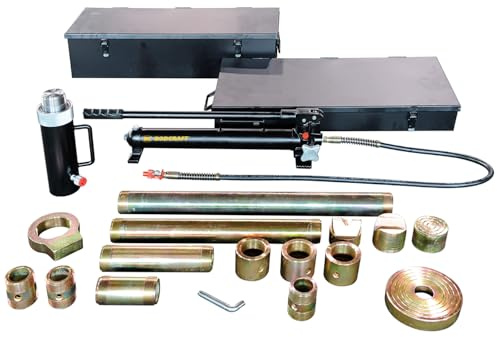 Rodcraft HRS20 Hydraulischer Richtsatz, 20 t Kapazität | 700-bar-Handpumpe, Zubehör in 2 Metallboxen und Stahlkomponenten mit Gewindeanschluss