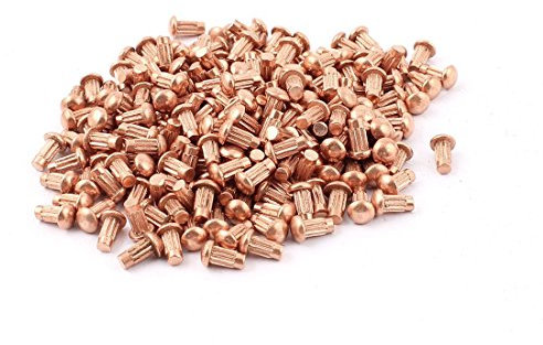 sourcing map 200 Stück M3 x 6mm Kupfer runde Kopf feste Nieten gerändelte Schäfte DE de