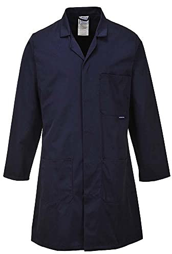 Portwest C852 Engineering Lab Coat Hard Wearing Food Hygiene General Laboratory Workwear Uniform Overcoat Navy Medium