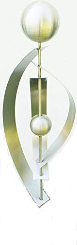 Gartendekoshop24 – Edelstahl Gartenstecker, Gartenstab „Daniela“, 117 cm. Stab aus Edelstahl mit 2 gebürsteten Edelstahlkugeln, handgemacht, für draußen. Eleganter Stecker.