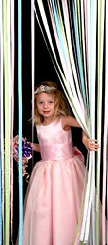 Tube Type Door Curtain with Strip and Fly Blind - Pastel Multi, 80cm Wide x 200cm Drop