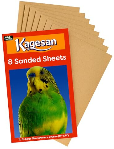 Kagesan Fogli di Sabbia per Gabbie per Uccelli, Piccoli (35 x 21 cm), Confezione da 96