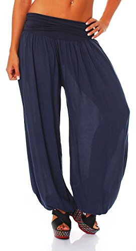 Malito Pantaloni alla Zuava Aladin Harem Pantaloni Boyfriend Sbuffo Pump Baggy Yoga 1482 Donna Taglia Unica (Blu Scuro)