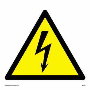 Viking Signs WE94-S10-V Electrical Warning Symbol Sign, Vinyl, 100 mm H x 100 mm W