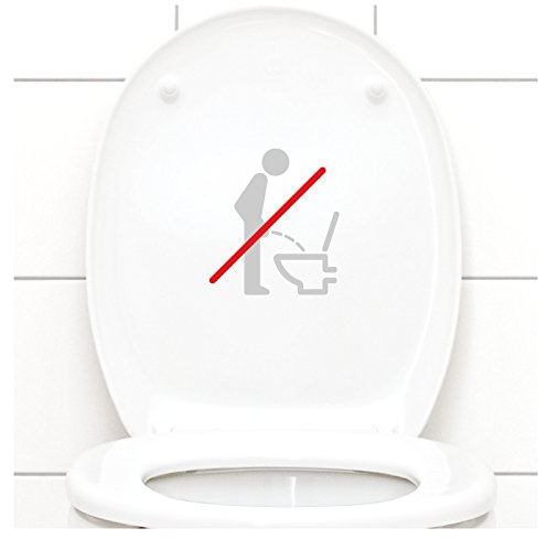 Grandora WC Deckel Sticker - Bitte im Sitzen pinkeln Schild I hellgrau 11 x 12 cm I Piktogramm WC Bad Badezimmer Toilette Klodeckel Aufkleber W733