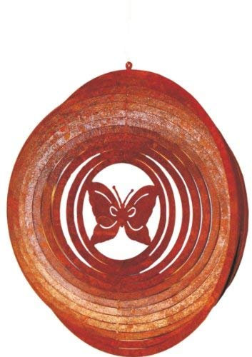 Rostikal Windspiel mit Schmetterling 18 cm Gartendeko Vintage Rost Deko Hängedeko Garten Deko