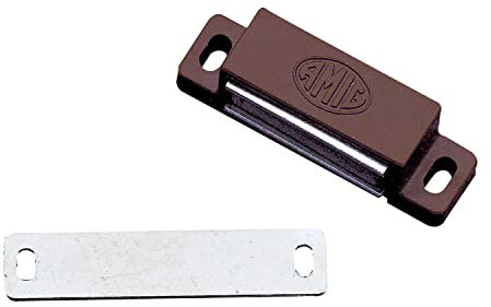 Amig - Lot de 2 boutons magnétiques Mod.10 finition marron | Fermeture cachée pour portes d'armoires et meubles de maison ou de bureau | Dimensions : 56 x 15 mm | Vis de fixation incluses