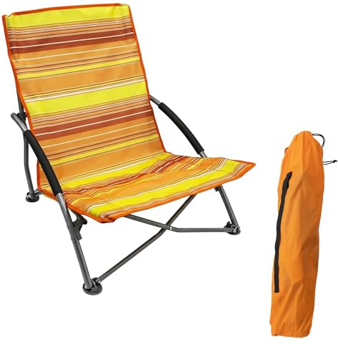 Spetebo Strandstuhl klappbar mit Tragetasche 65 x 55 cm - orange | Strandstuhl haltbar mit Bezug aus Oxford 600D - Garten Camping Stuhl tragbar mit Tasche