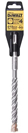 Dewalt SDS-Plus Elite Hammerbohrer DT8982 (18x250x200 mm, mit Vier-Schneiden-Geometrie, Vollhartmetall-Kopf & Iron Blast Technologie, für den Einsatz in Beton, Mauerwerk, Natur- & Kunststein)
