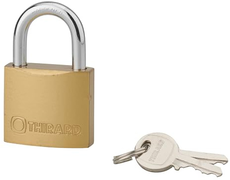 Lucchetto con chiave tipo 1 per interno 40 mm in lega monoblocco, manico in acciaio cementato nichelato, meccanismo a perni, semplice ancoraggio, 2 chiavi in acciaio nichelato, garanzia di 10 anni