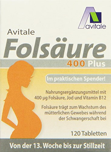 Avitale Folsäure 400 plus mit Vitamin B12 und Jod, 120 Tabletten im Klickspender, 1er Pack (1 x 7,8 g)