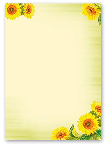 20 Sheets Motif Letter Paper! Flowers & Petals Sunflowers DIN A4 - Paper-Media