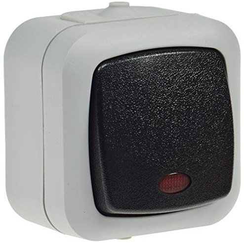 Aufputz Feuchtraum Kontroll-Schalter Aussen Serienschalter mit Kontrollleuchte IP44 250V 10A Grau