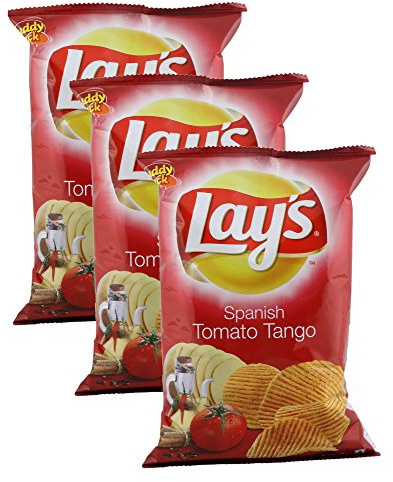 Lay's Patatas fritas, tango de tomate español, 52 gramos - India. Paquete de 3. Vegetariano
