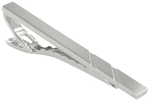 TEROON Krawattenklammern 'Stripes' - Verschiedene Ausführungen Silber Rosé Gold Schwarz, Krawattenklammer-Modell:Rhodium matt
