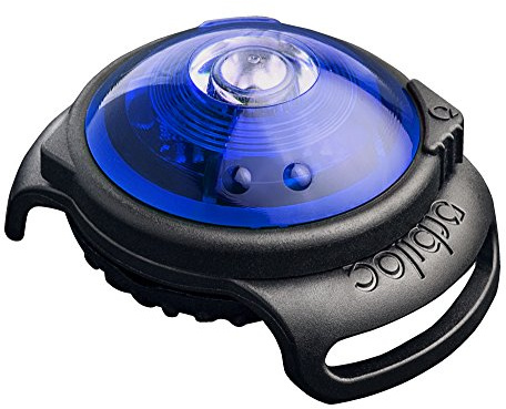 Orbiloc Hundsäkerhetsljus, vattentät, hundhalsband, ljus, nattlampa för hundar – körljus med hög synlighet, hållbart klämma, på blinkande hundljus för hundkoppel och selar, hundpromenader, ljus – blå