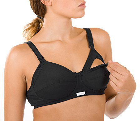 Premamy - Reggiseno per Premaman, Modello Basic, Cotone bielastico, per Allattamento - Nero - III (S)