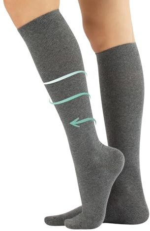 CALZITALY Knästrumpor med graderad kompression av bomull | Unisex medicinska kompressionsstrumpor | svart, blå, grå | S, M, L, XL, XXL | Tillverkad i Italien, GRÅ, XXL