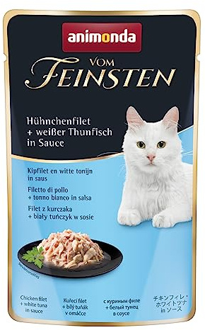 animonda från feinst Adult kattfoder, våtfoder för vuxna katter, med kycklingfilé + vit tonfisk i sås, i färskpåse, 18 x 50 g