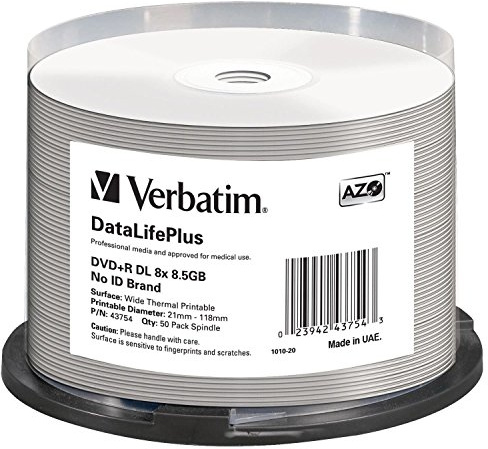 Verbatim 8.5GB DVD+R Double Layer Wide Thermal Printable 8X