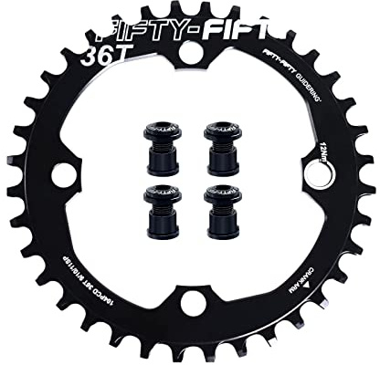 FIFTY-FIFTY Round 104BCD Mountain Bike Chainring, 30T 32T 34T 36T Narrow Wide, Single Chainring for 9/10/11-Speed with 4 Alloy Bolts for MTB (30T, Round Black)