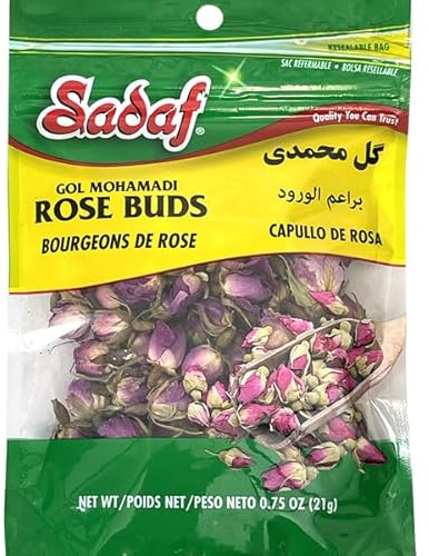Sadaf Rose Buds - Gol Mohamadi - Dried Rose Buds for Tea and Food Enhacing - Natural Dried Petals - Kosher - 0.75 Oz Resealable Bag