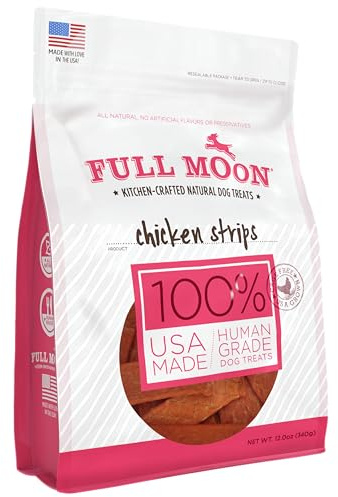 Full Moon Chicken Strips Healthy All Natural Dog Treats Human Grade Made in USA Grain Free 12 oz