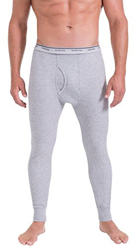 Fruit of the Loom Men's Classic Midweight Waffle Thermal Underwear Bottoms (1-Pack), Light Grey Heather, X-Large