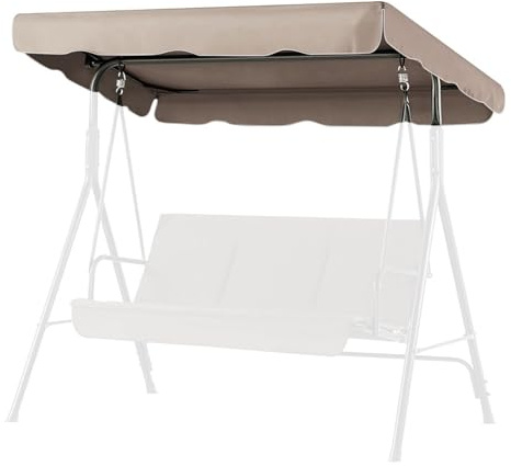 Flexzion Replacement Canopy For Outdoor Swing - 66 x 45 / 1.68m x 1.14m 2 Seat Bench Glider Swings Shade Fabric UV Weather Waterproof For Outdoor Garden Patio Yard Park Porch Seat Furniture, Beige | Fits Compatible 2-3 Seat Patio Swings; 180 Gsm Polyester with Reinforced Pockets and Hook-And-Loop Straps; Frame Not Included