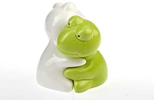 by-Bers.de Hundefreund, Tierfreund, Tierliebhaber, Salzstreuer im Frosch Design in hellgrün/weiß, die ungewöhnlichsten Salzstreuer