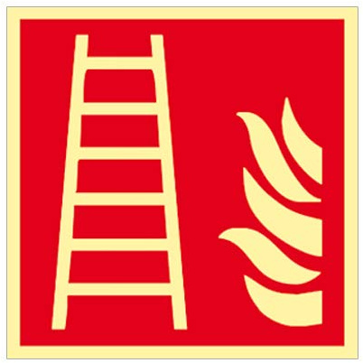 Feuerleiter - Schild Kunststoff nachleuchtend selbstklebend ISO 150 x 150 mm
