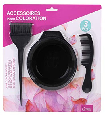 3PCS Hair Dye Colouring Tool Set Bowl Comb Brush Bleaching Tint Kit Hairdressing Salon Tool Hair Mask Dyeing Tinting Brush Bowl Coloring Comb Set Black