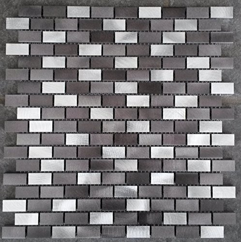 Mosaikfliesen Schwarz Grau Silber Aluminium Mosaik Matte 30x30 Alu Fliesen Metall M801