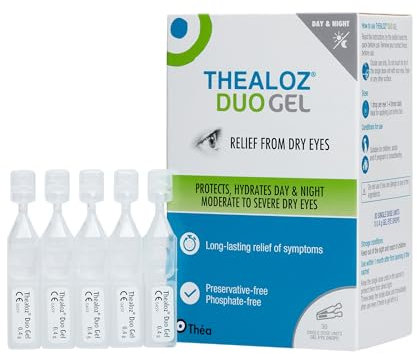 30 Thealoz Duo Gel (Single Dose Units) Eye Drops - Longer-Lasting Relief for Dry, Tired & Sore Eyes |Ideal for overnight relief |Gentle, Preservative-Free Gel | 30 Single Dose Units