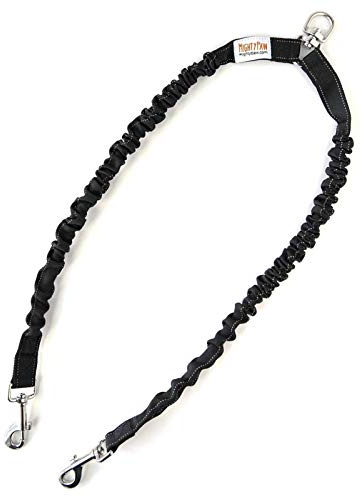 Mighty Paw Double Dog Leash - Force Absorbing Bungee Design - Two Dog Leashes Splitter - Walking Two Pets - 2 Pet Tangle Free - Pet Splitter (Lite | 30-100 lbs | No Handle, Black)