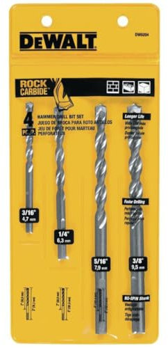 DEWALT Juego de brocas para mampostería, percusión, 4 piezas (DW5204)
