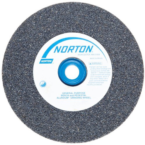 Norton Gemini Bench and Pedestal Polishing Wheels, Type 01 Straight, Aluminum Oxide, Arbor, 5 Diameter, 1 Thick, Medium 60 Grit (1 Pack)