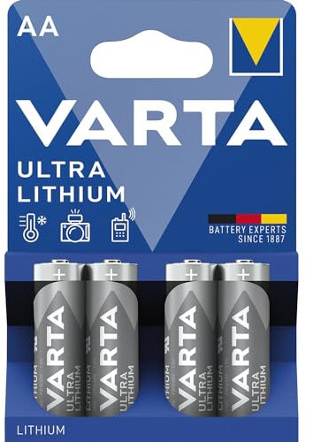 VARTA Batterien AA, 4 Stück, Ultra Lithium, 1,5V, ideal für Digitalkamera, Spielzeug, GPS Geräte, Sport- & Outdoor-Einsätze