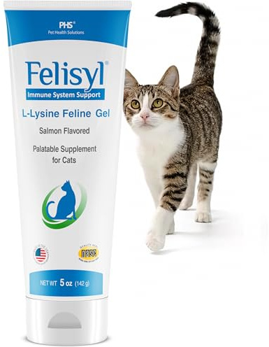 Felisyl L-Lysine Gel for Cats & Kittens (5oz) – Immune System, Respiratory & Eye Health Support. Reduces Sneezing, Runny Nose & Watery Eyes. Daily Salmon-Flavor Supplement – Made in USA (1 Pack)