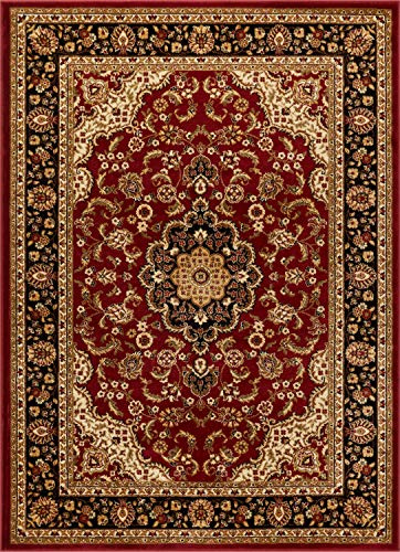 Well Woven Barclay Collection Medallion Kashan Red 5x7 (5'3 x 7'3) Area Rugs - Stain & Fade Resistant - Perfect Red Rug for Living Room, Bedroom, or Dining Room