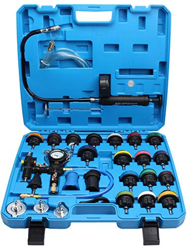 CCLIFE 28tlg Kühlsystem Abdrückgerät Abdrücken Tester Kühlwasser Befüllgerät Kühler Entlüftungsgerät Kühlsystemtester Wassertank Lecksucher