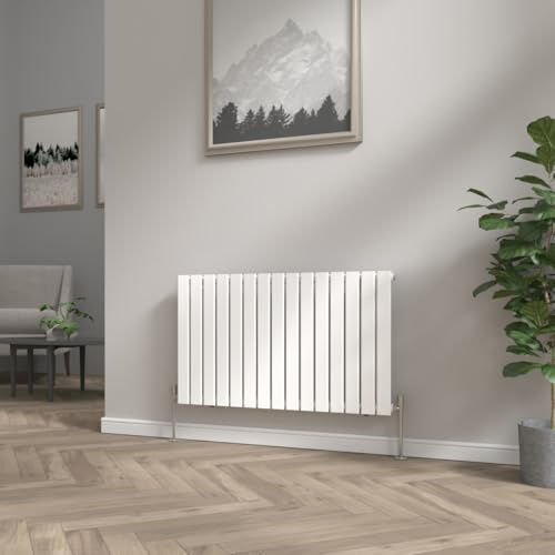 NRG Modern Radiator White 600x1020mm Single Flat Panel Heater Horizontal | Central Heating Rad, Mild Steel, Horizontal Radiator, Powder Coated Finish, for Bathroom, Kitchen Living Room