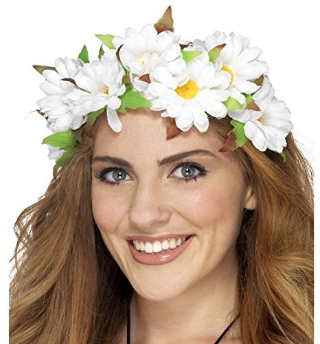 Amakando Blumenkranz Hippie Blumenhaarband Kopfschmuck Blumen Flower Power Blütenhaarkranz Blumenkind Blütenhaarband Haarschmuck Blüten