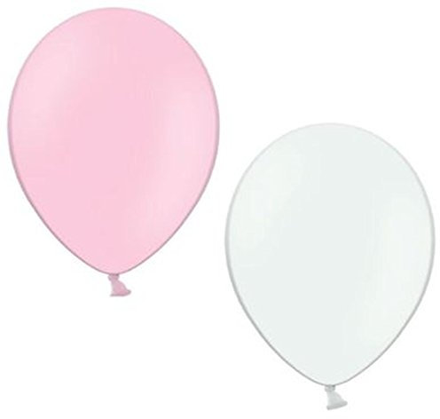 BELBAL 50 Luftballons je 25 rosa & weiß Qualitätsballons 27 cm Ø (Standardgröße B85)